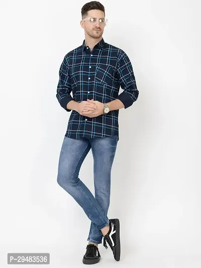 Elegant Cotton Checked Long Sleeves Casual Shirts For Men-thumb2