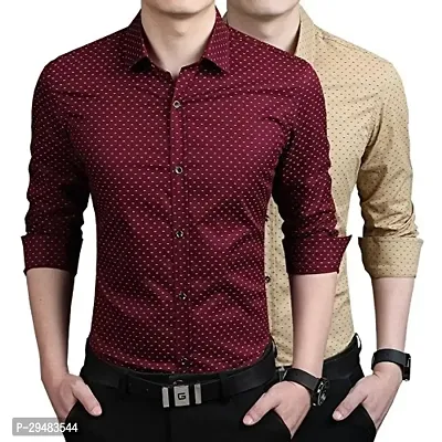 Elegant Cotton Printed Long Sleeves Casual Shirts For Men- Pack Of 2-thumb0