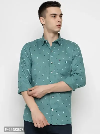 Elegant Cotton Printed Long Sleeves Casual Shirts For Men-thumb0