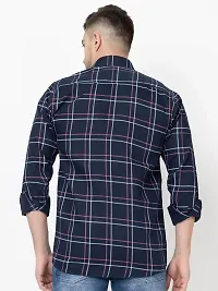 Elegant Cotton Blend Checked Long Sleeves Casual Shirts For Men-thumb3