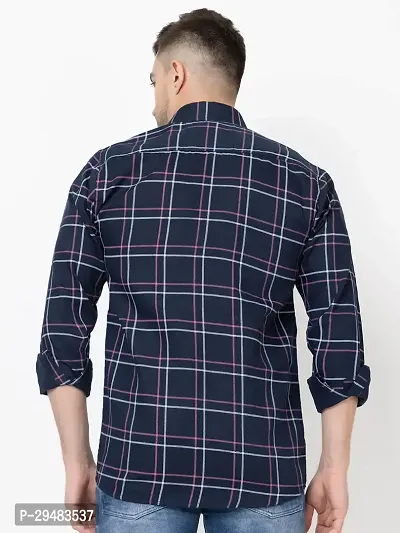 Elegant Cotton Blend Checked Long Sleeves Casual Shirts For Men-thumb4