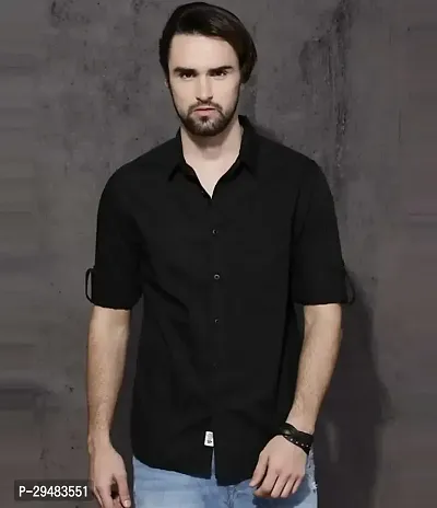 Elegant Cotton Self Pattern Long Sleeves Casual Shirts For Men-thumb0