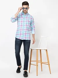 Elegant Cotton Blend Checked Long Sleeves Casual Shirts For Men-thumb4