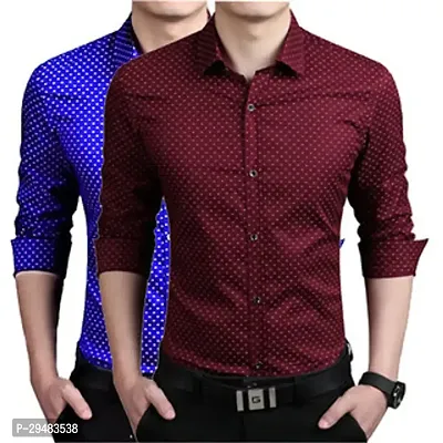 Elegant Cotton Printed Long Sleeves Casual Shirts For Men- Pack Of 2-thumb0