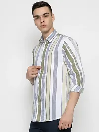 Elegant Cotton Striped Long Sleeves Casual Shirts For Men-thumb1