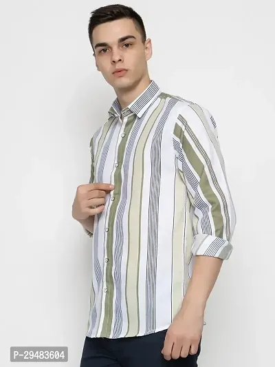 Elegant Cotton Striped Long Sleeves Casual Shirts For Men-thumb2