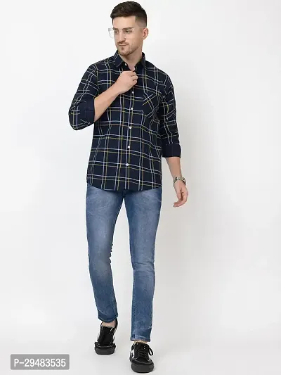 Elegant Cotton Checked Long Sleeves Casual Shirts For Men-thumb4