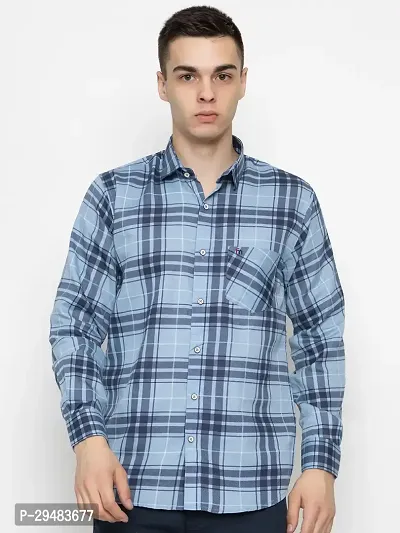 Elegant Cotton Checked Long Sleeves Casual Shirts For Men-thumb0