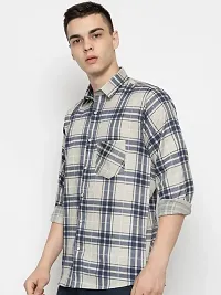 Elegant Cotton Checked Long Sleeves Casual Shirts For Men-thumb1