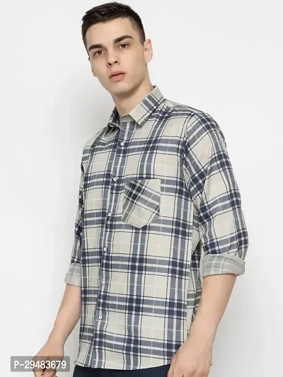 Elegant Cotton Checked Long Sleeves Casual Shirts For Men-thumb2