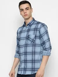 Elegant Cotton Checked Long Sleeves Casual Shirts For Men-thumb1