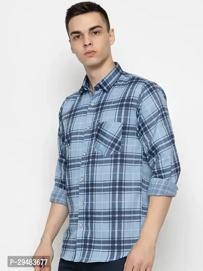 Elegant Cotton Checked Long Sleeves Casual Shirts For Men-thumb2