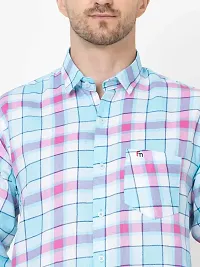 Elegant Cotton Blend Checked Long Sleeves Casual Shirts For Men-thumb2