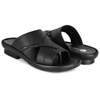Stylish Black PU Solid Comfort Sandals For Men-thumb1