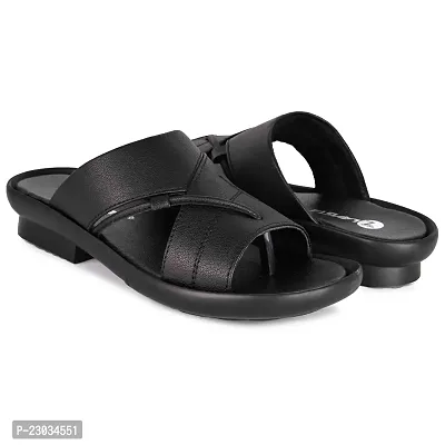 Stylish Black PU Solid Comfort Sandals For Men-thumb2