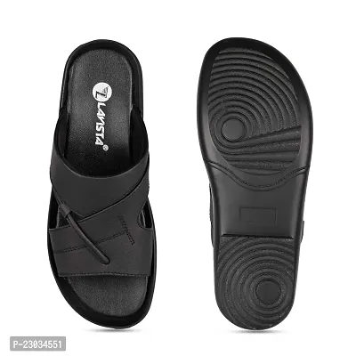 Stylish Black PU Solid Comfort Sandals For Men-thumb3