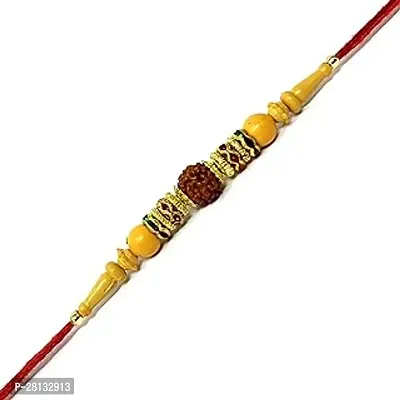 Yellow Beads Rudraksh Rakhi For Brother Rakhi Festival-thumb0