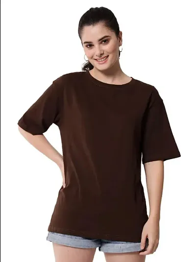 FUNDAY FASHION Women's Pure Cotton Casual Oversized/Plus Round Neck Tshirt