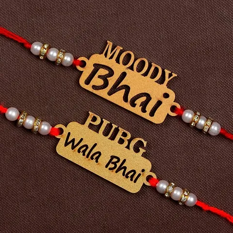 Unique Design Wood Rakhi Combo Of 2