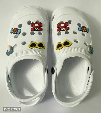 Comfortable White Rubber Self Design Clogs For Girls