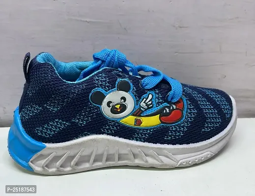 Comfortable Blue Mesh Printed Sneakers For Boys-thumb0