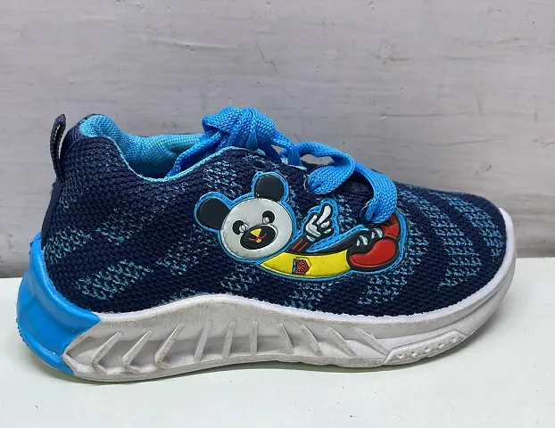 Comfortable Blue Mesh Printed Sneakers For Boys