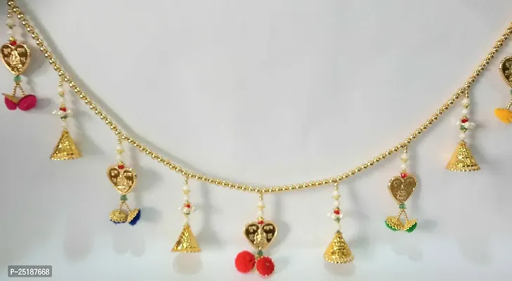 Beautiful Handmade Traditional Elegant Pearl With Fumka Toran For Main Door 3 Feet-thumb0