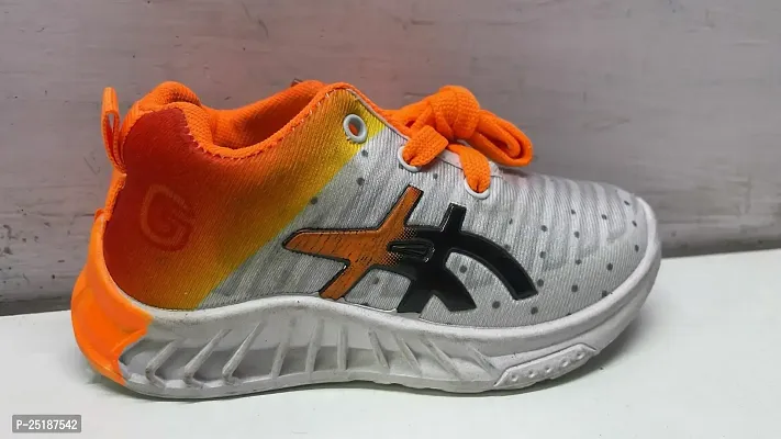 Comfortable Orange PU Printed Sneakers For Boys-thumb0