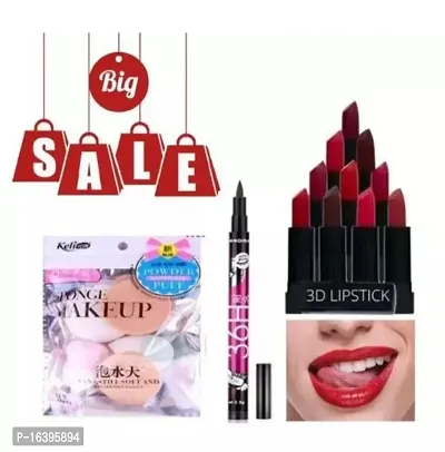 Pack of 10 lipstick, 36h Eyeliner and sponge family Pouch