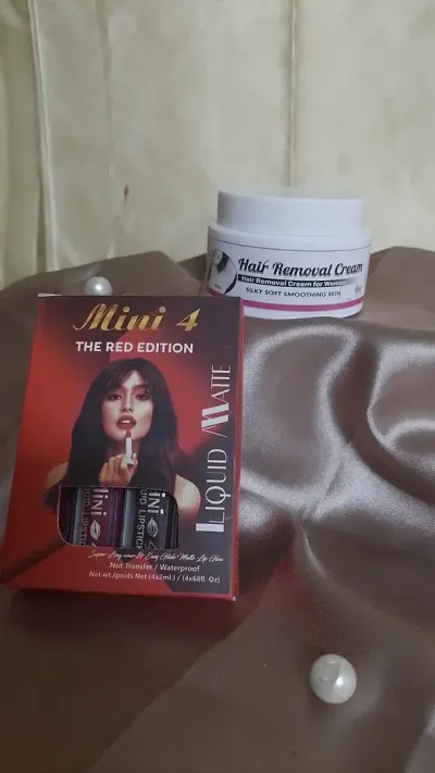 hair removal cream and 4 diffrent colour mini lipstick