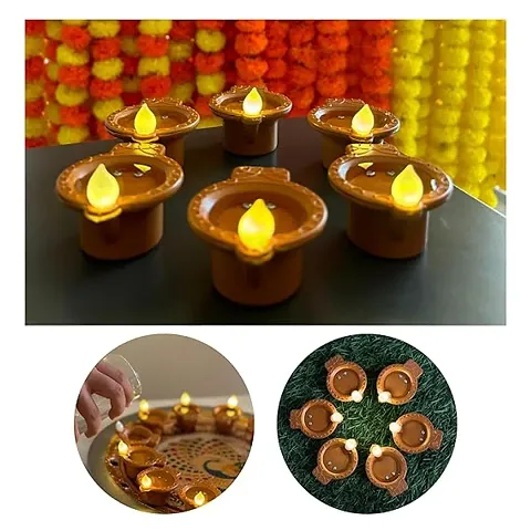 Water Sensor LED Diya For Home Diwali Decoration (Pack of 6) | Smokeless  Fireless LED Light Diyas | Warm Lights Diyas for Diwali Decoration, Festival, Balcony, Garden Home  Office