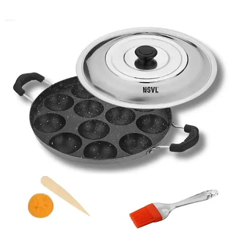 Aluminum Non-Stick Appam Maker with Brush