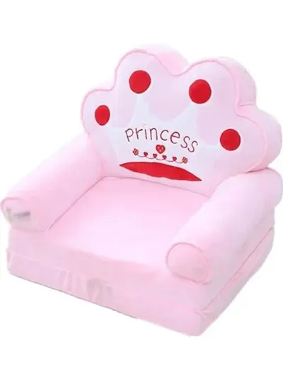 Kids Fiber Foldable Cartoon Princess Sofa Cum Bed Small Baby Sofa Chair for Room Decoration Gift Purpose (0-2 Years)-Pink