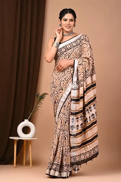 Stylish Fancy Designer Linen Saree With Blouse Piece For Women