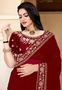 New Fancy Georgette Embroidery Work Lace Saree With Blouse-thumb3