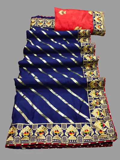 Dola Silk Embroidered Lace Border Sarees with Blouse Piece