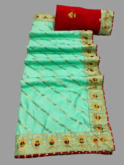 Dola Silk Embroidered Lace Border Sarees with Blouse Piece