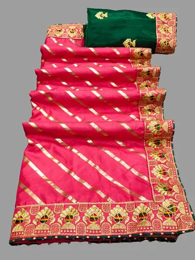 Dola Silk Embroidered Lace Border Sarees with Blouse Piece