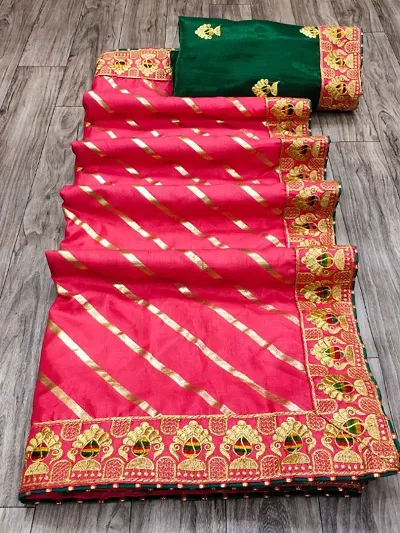 Dola Silk Embroidered Lace Border Sarees with Blouse Piece