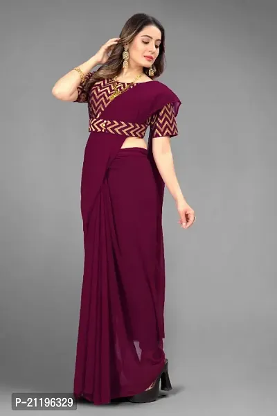 Fancy Georgette Saree With Jacquard  Stitched blouse-thumb2