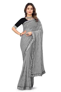 Womens Georgette Saree with Mirror Work-thumb1