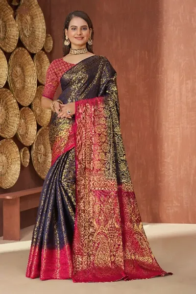 New Art Silk Saree With Jacquard Work With Blouse