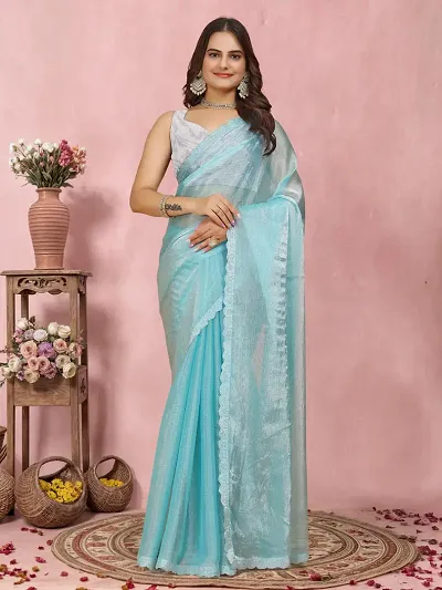 New In Organza Saree with Blouse piece 