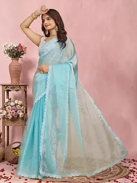 Trendy Organza Self Designed Saree With Blouse Piece-thumb1