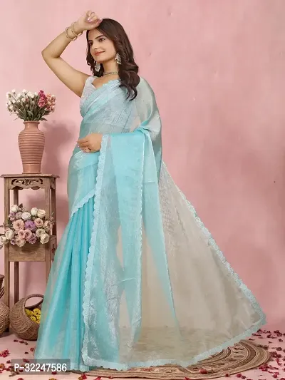 Trendy Organza Self Designed Saree With Blouse Piece-thumb2