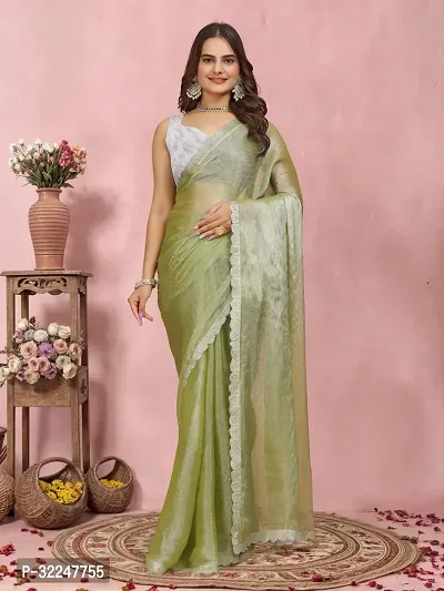 Trendy Organza Self Designed Saree With Blouse Piece