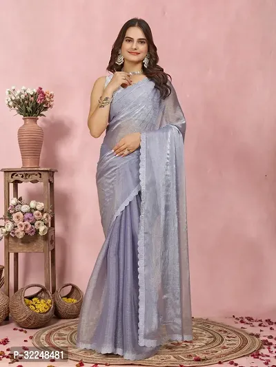 Trendy Organza Self Designed Saree With Blouse Piece