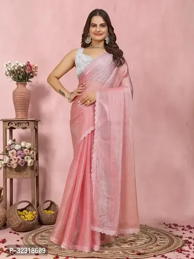 Trendy Organza Self Designed Saree With Blouse Piece-thumb0