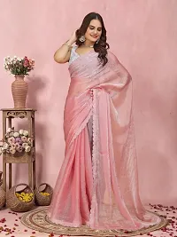 Trendy Organza Self Designed Saree With Blouse Piece-thumb1