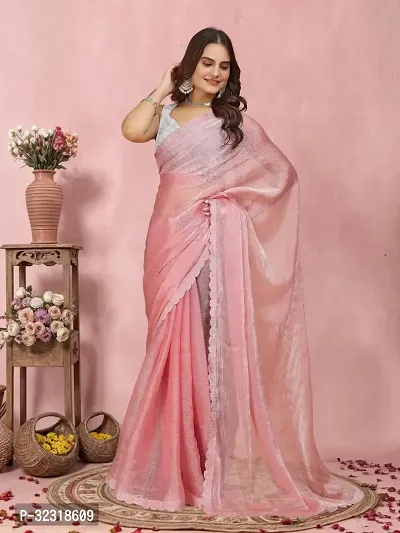 Trendy Organza Self Designed Saree With Blouse Piece-thumb2